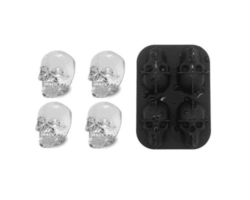 Форма для льда "Череп" 4 ячейки 11,3*8 см h4,5 см силикон Skull P.L.- Barbossa