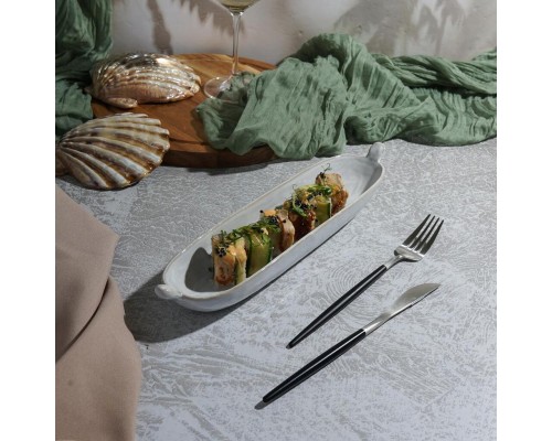 Блюдо овальное 34*7 см h3,5 см 325 мл Gray Narrowboat с ручками Frutti di Mare P.L. [3]