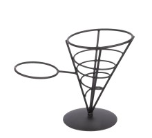 Корзинка для подачи Конус 12*16,4 см с подставкой для соусника черная металл P.L. Proff Cuisine