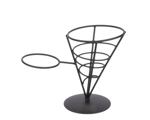 Корзинка для подачи Конус 12*16,4 см с подставкой для соусника черная металл P.L. Proff Cuisine