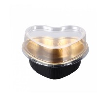 Форма для выпекания "Сердце" 100 мл, d 8,8 см, 100 шт, алюминий, черный/золотой, без кры