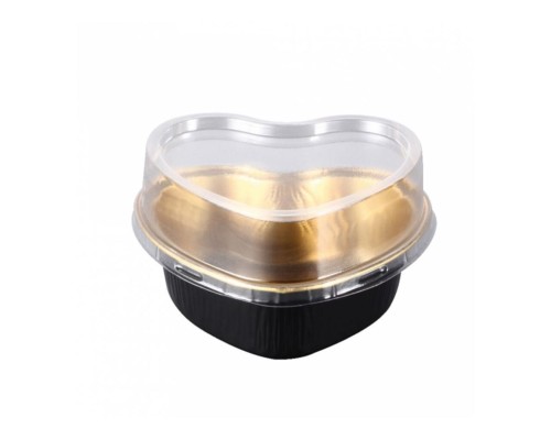 Форма для выпекания "Сердце" 100 мл, d 8,8 см, 100 шт, алюминий, черный/золотой, без кры