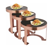 Подставка фуршетная стойка d 26 см h23 см круглая Copper металл + блюдо черное акрил P.L. Hotelware