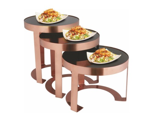 Подставка фуршетная стойка d 26 см h23 см круглая Copper металл + блюдо черное акрил P.L. Hotelware