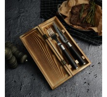 Набор для стейка нож+вилка "Vintage Garwin Premium" дерев. футляр Pakka Black P.L. Proff Cuisine