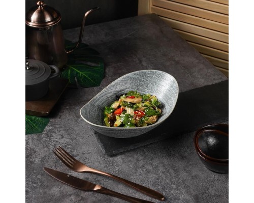 Салатник 400 мл 22,5*13 см h4,7 см глазурь Side Up Glossy Stone Untouched Taiga P.L. [1]