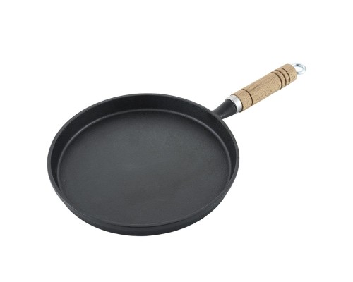 Сковорода для блинов 20 см h2 см чугун с дерев. ручкой черная ИНДУКЦИЯ P.L. Proff Cuisine