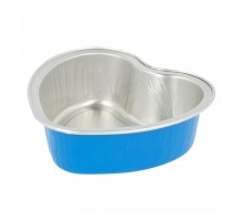 Форма алюминиевая для выпекания "Сердце" синяя, 100 мл, 100 шт