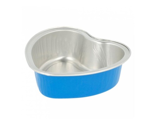 Форма алюминиевая для выпекания "Сердце" синяя, 100 мл, 100 шт
