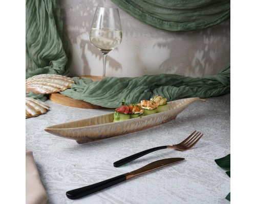 Блюдо овальное 44*5 см h4 см 200 мл Pearl Fish Sea Stone Frutti di Mare P.L. [4]