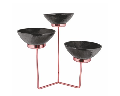 Подставка фуршетная стойка 52*52*49 см Copper металл + 3 салатника меламин P.L.Hotelware