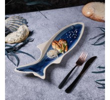 Блюдо овальное 42*13,3 см h4,5 см Рыба Fish Northern Blue Frutti di Mare P.L. [1]