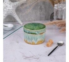 Емкость для подачи 210 мл с крышкой d 10 см h5,2/3,2 см Green Malachite Box Frutti di Mare P.L. [1]