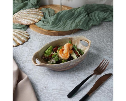 Блюдо овальное 24*12,5 см h5,5 см 210 мл Pearl Sea Stone с ручками Frutti di Mare P.L. [4]