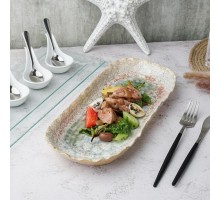 Блюдо овальное 34*14,5 см h3,5 см Gray Pearl Spots Sea Wave Frutti di Mare P.L. [1]