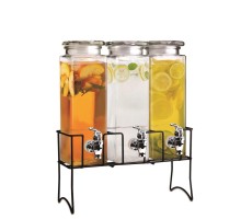 Банка емкость с краном тройная 3*4 л стекло на металл подставке 35,2*11,5*43 см P.L.