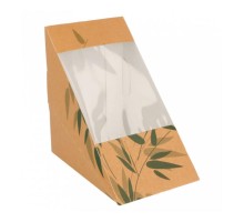 Коробка картонная для тройного сэндвича с окном 12,4*12,4*8,3 см, 100 шт/уп, Garcia de P