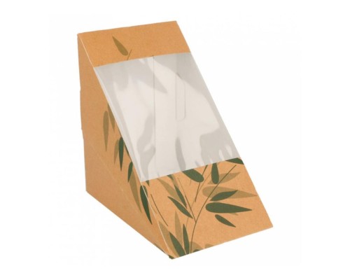 Коробка картонная для тройного сэндвича с окном 12,4*12,4*8,3 см, 100 шт/уп, Garcia de P