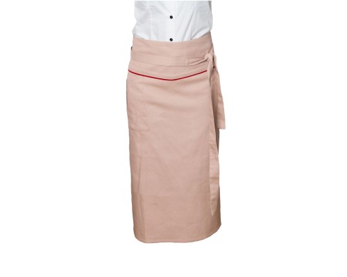 Фартук универсальный с отворотом из джинсовой бежевой ткани